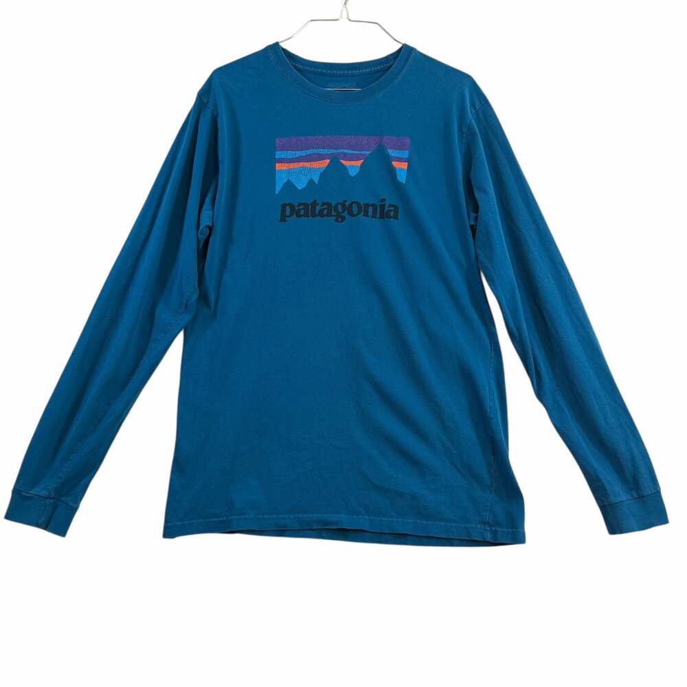 Patagonia Men's Long-Sleeve Shop Sticker Graphic T-Shirt Blue Size Medium
